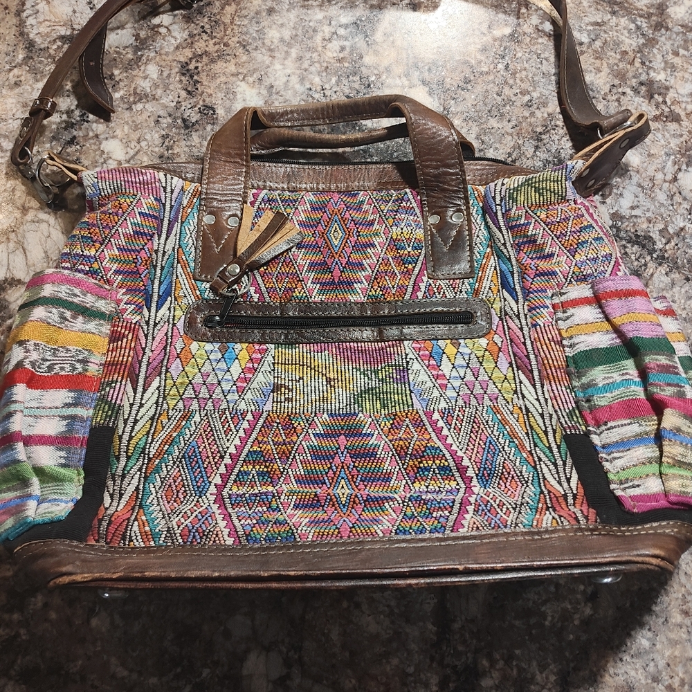 Nena & Co. Red and Pink Tote Bag with Geometric Patterns